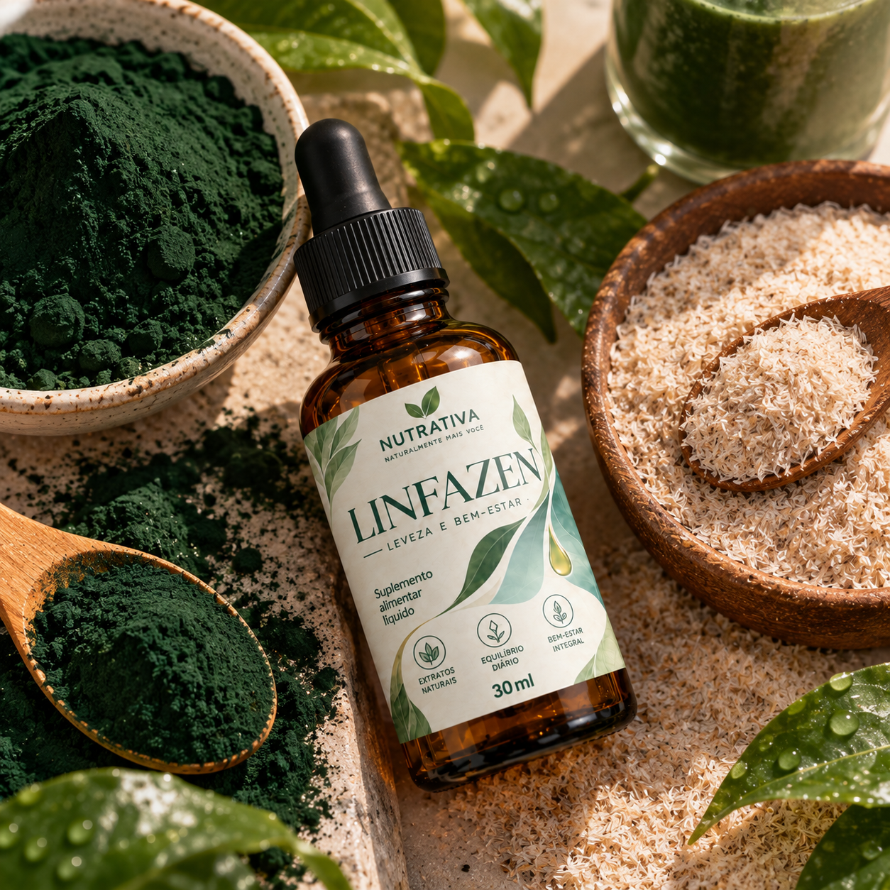 Linfazen com espirulina e psyllium